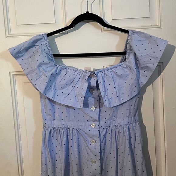 H&M Off The Shoulder Blue Dress Midi Medium - Picture 2 of 5